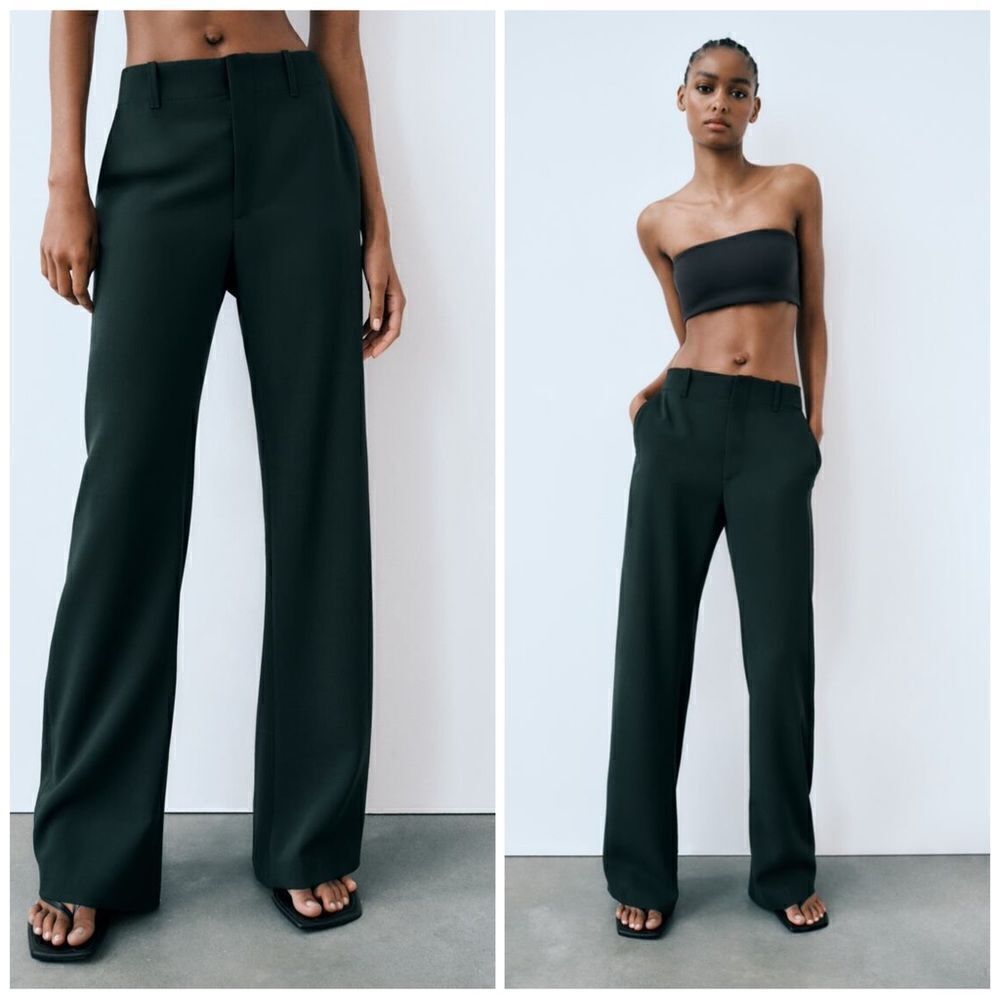 Zara Wool Blend Pants Bottle Green New